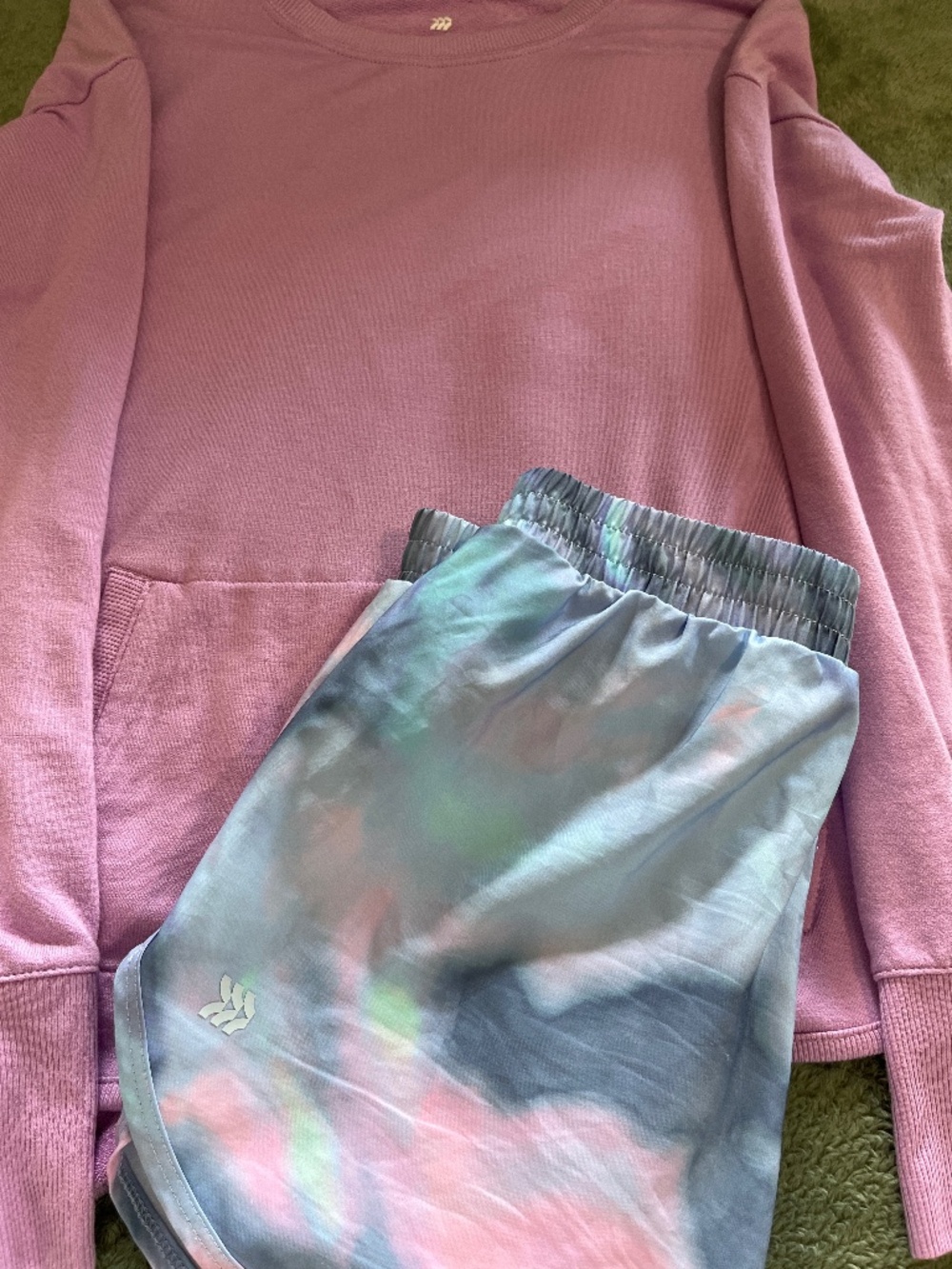 All in Motion outfit long sleeve and shorts